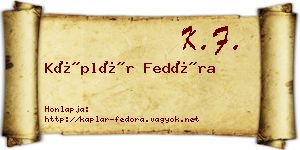 Káplár Fedóra névjegykártya